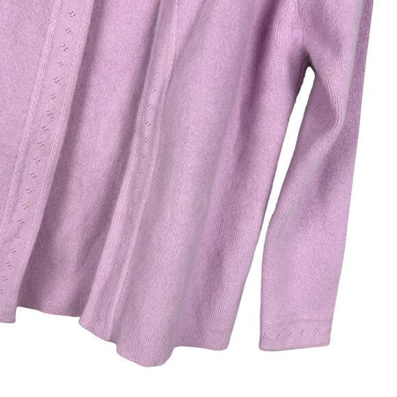 Vintage 80s Angora Blend Lavender Purple Long Sleeve Open Front Cardigan S - Picture 3 of 5
